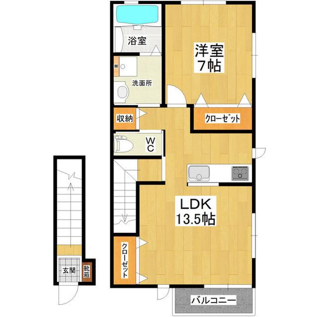CASA MONTE III(1LDK/2階)の間取り写真