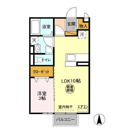 LANDパル(1LDK/2階)の間取り写真