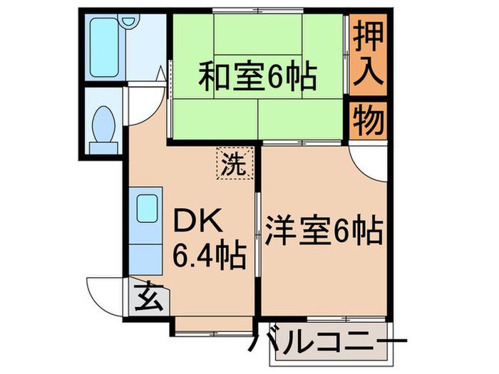 ホーマット金町I(2DK/2階)の間取り写真