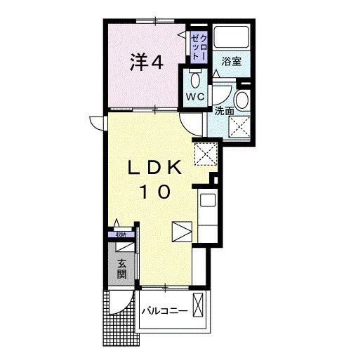 ブローテI(1LDK/1階)の間取り写真