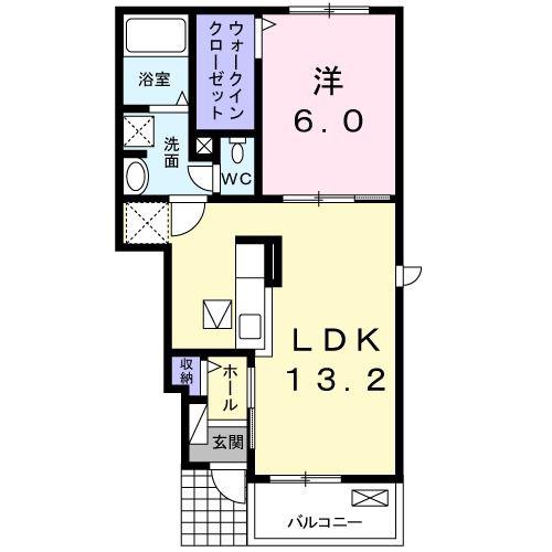 モアニ ケアラ エカヒ(1LDK/1階)の間取り写真