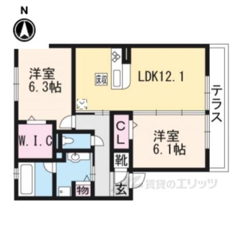 ソレイユ(2LDK/1階)の間取り写真