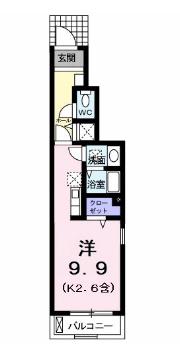 アグリガーデン(ワンルーム/1階)の間取り写真
