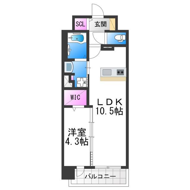 サザンネスト住ノ江駅前(1LDK/4階)の間取り写真