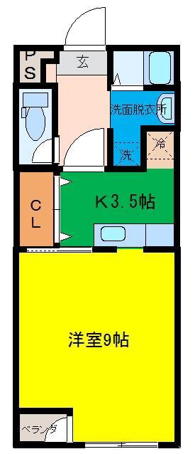 グランデ五福(1K/3階)の間取り写真