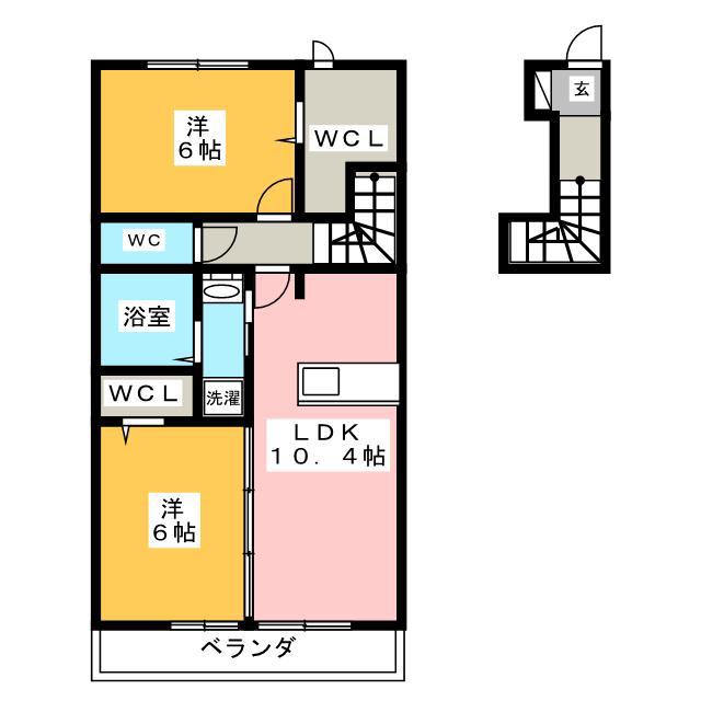 AUTHENTICB(2LDK/2階)の間取り写真