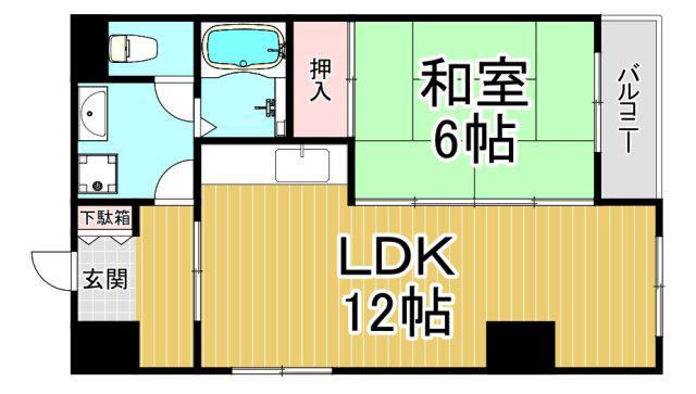 グレースメモリー宝塚(1LDK/6階)の間取り写真
