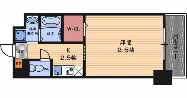 KHKコート西野田(1K/9階)の間取り写真