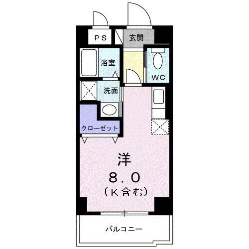 KS久茂地(ワンルーム/6階)の間取り写真