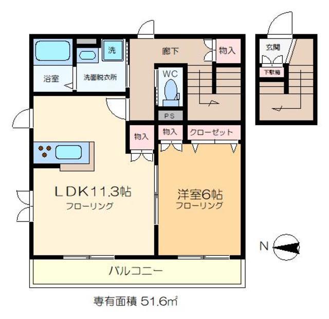 エルオリエンテ(1LDK/2階)の間取り写真