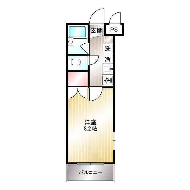 ティーザ武蔵野(1K/2階)の間取り写真