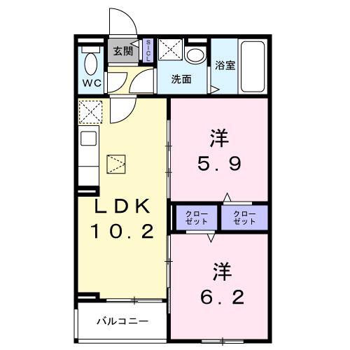 アルストロメリアV(2LDK/1階)の間取り写真
