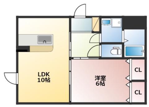 AZURE SKY(1LDK/2階)の間取り写真