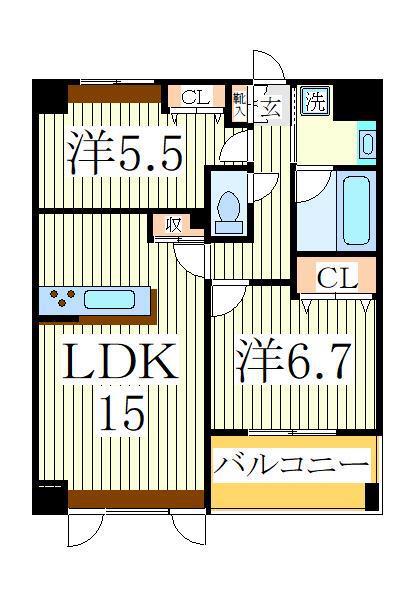 レフィナード(2LDK/4階)の間取り写真