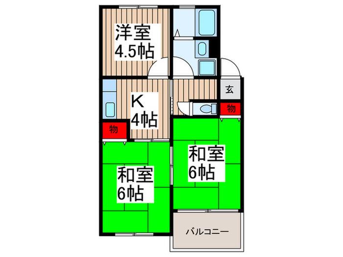 中西ビル(3K/2階)の間取り写真