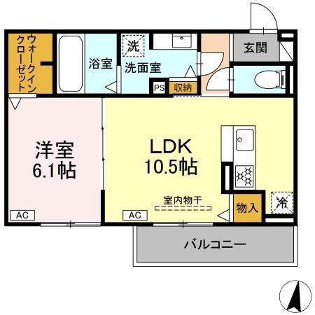 Uリッチトリシア(1LDK/3階)の間取り写真