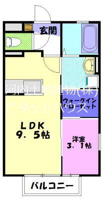 サンクテュエール(1SK/2階)の間取り写真