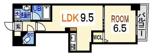 ラブリエ舟入中町アネックス(1LDK/9階)の間取り写真