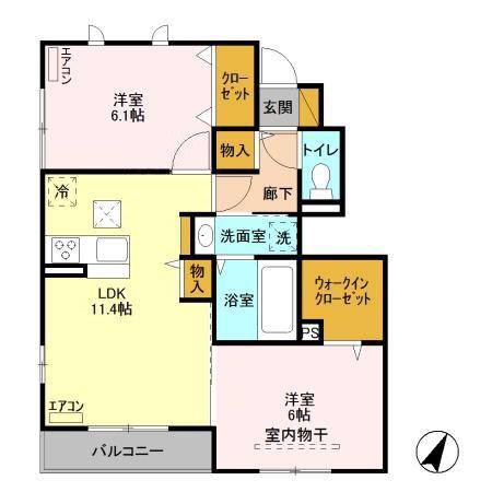 シエルボヌール(2LDK/1階)の間取り写真