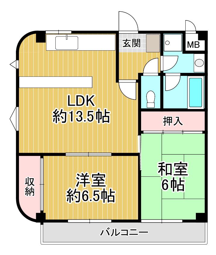 郷部ウイング(2LDK/3階)の間取り写真