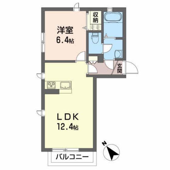 ソレイユあさか(1LDK/1階)の間取り写真