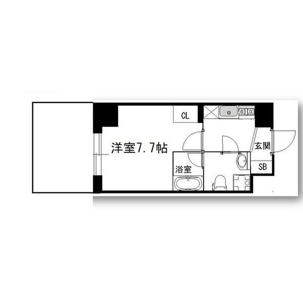 リップル南森町2(1K/3階)の間取り写真