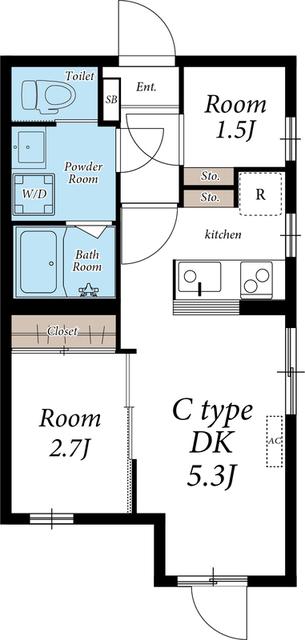 CLUB FLAT SHIMOUMA(1DK/4階)の間取り写真
