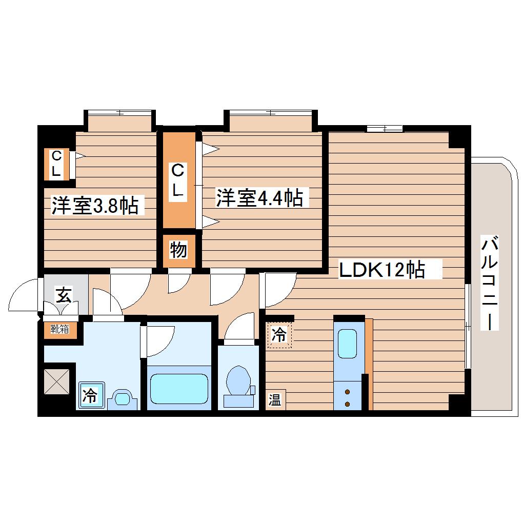 クレセール230(2LDK/2階)の間取り写真