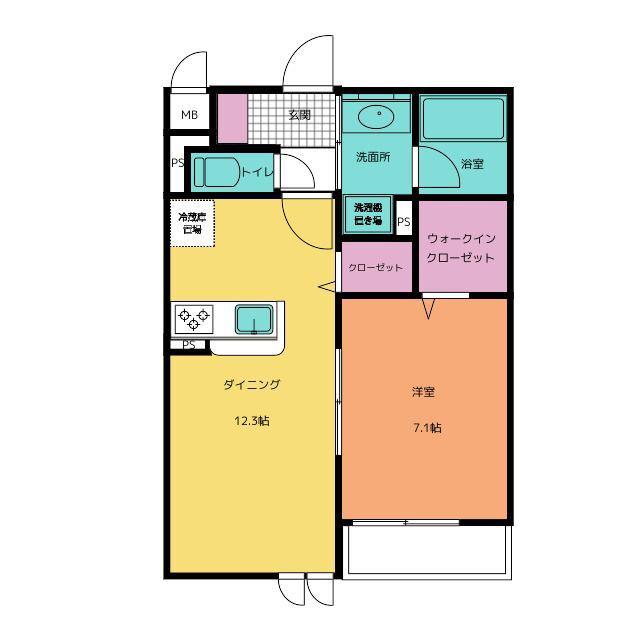 ロコエトワール(1LDK/1階)の間取り写真