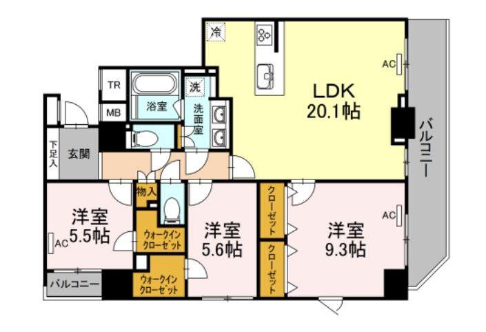 ZOOM日本橋馬喰町(3LDK/13階)の間取り写真