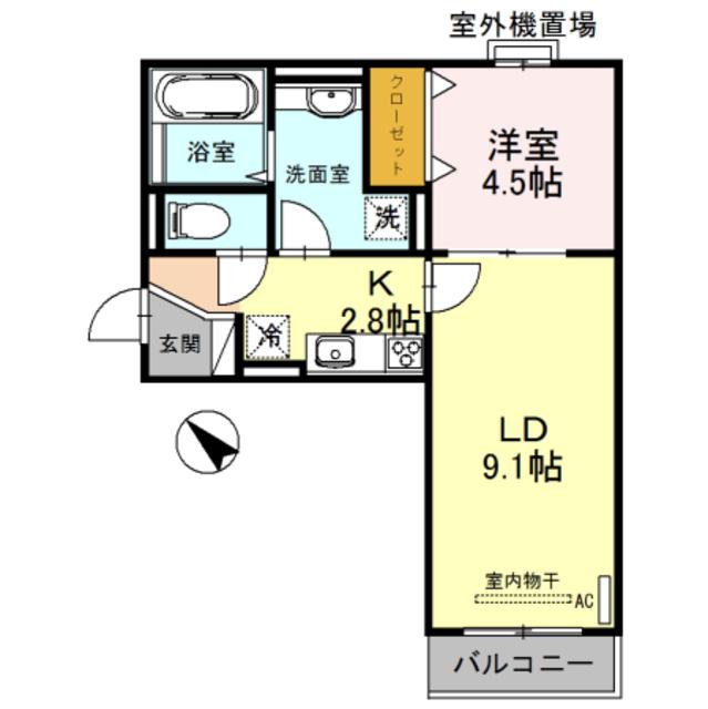 グラシア洛水(1LDK/3階)の間取り写真