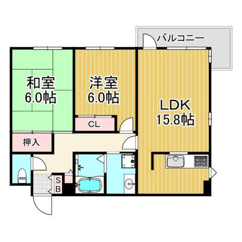 ル モンド(2LDK/1階)の間取り写真