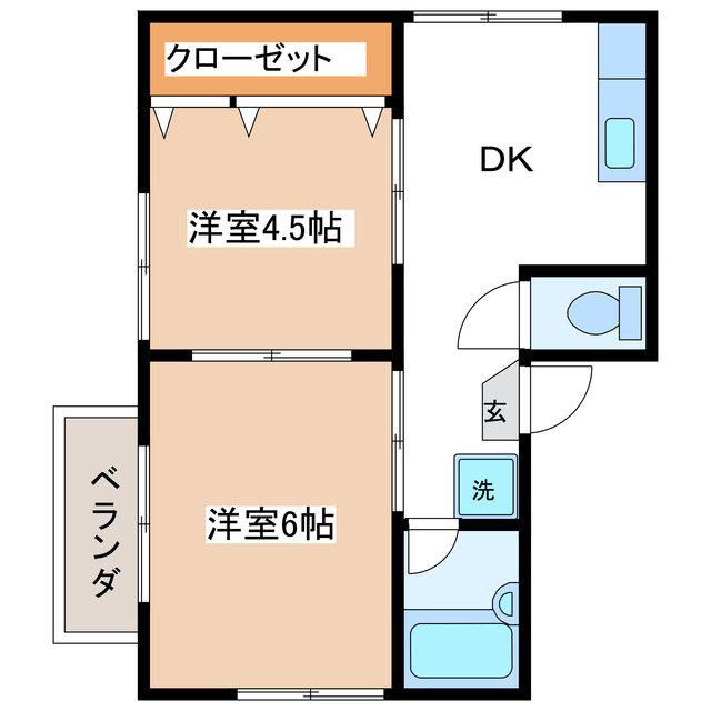 コーポアメニティ(2K/2階)の間取り写真