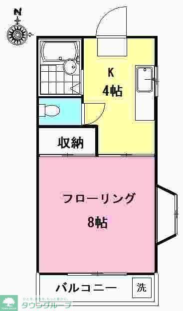イーストハイムシライB(1K/2階)の間取り写真