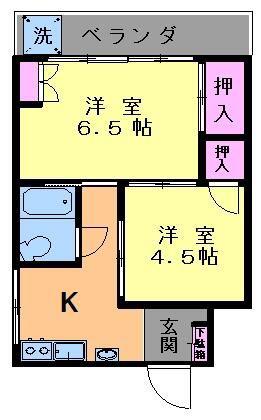 サンシュウ志村コーポ(2K/3階)の間取り写真