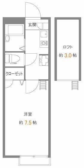 メインシティガーデン弐番館(1K/2階)の間取り写真