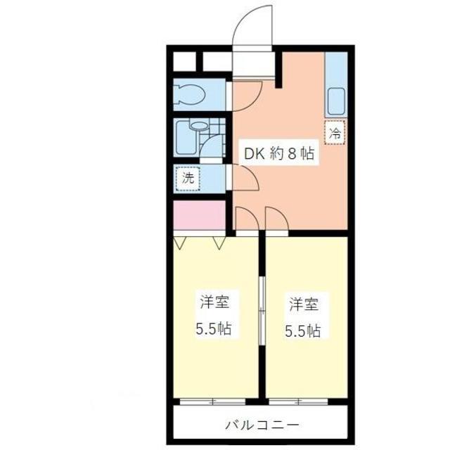 ライヴス鷺宮(2DK/1階)の間取り写真