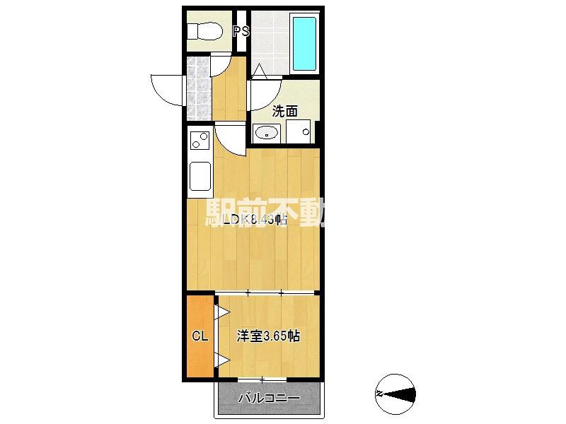 鳥栖市本町1丁目AP(1LDK/1階)の間取り写真