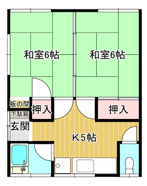 大和荘(2K/1階)の間取り写真