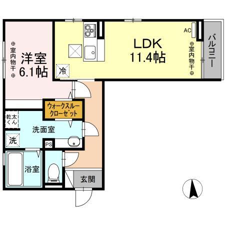 ノーブル スクエア A(1LDK/1階)の間取り写真
