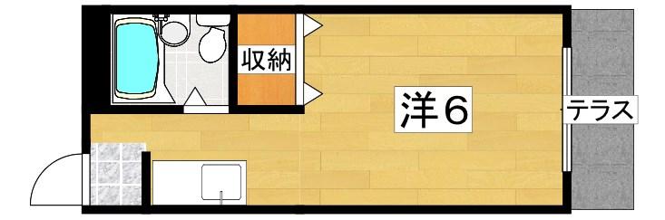 KBハイツ(ワンルーム/1階)の間取り写真