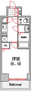エスライズ難波(1K/8階)の間取り写真