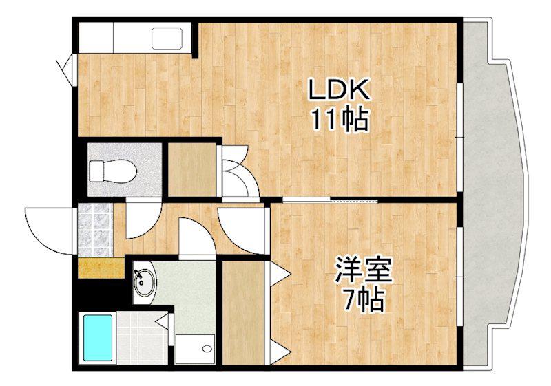 ウイングヒロセ(1LDK/4階)の間取り写真