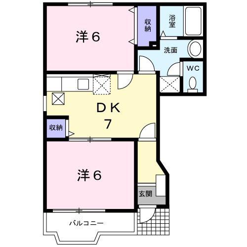 セレーノA(2DK/1階)の間取り写真