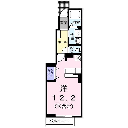 サラソウジュ(ワンルーム/1階)の間取り写真