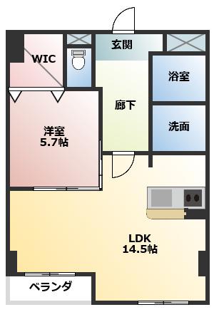 エルミタージュ(1LDK/9階)の間取り写真