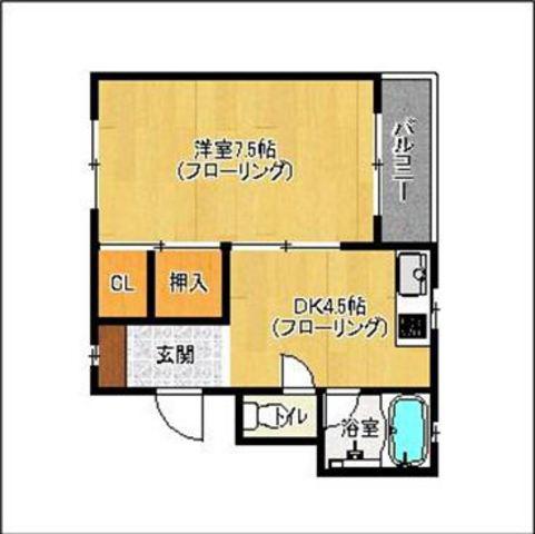 竹内ハウス(1DK/2階)の間取り写真