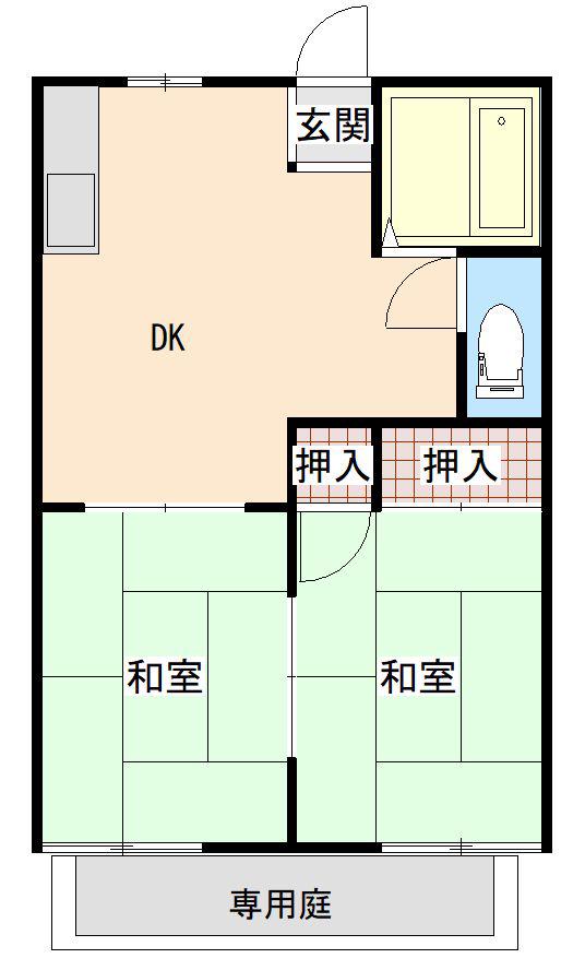 メゾン国富(2DK/1階)の間取り写真