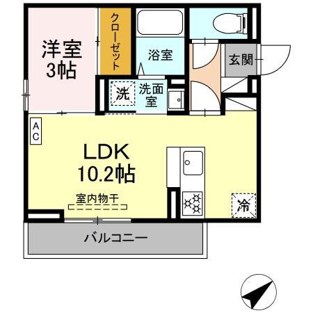 ディアライズ清瀬町(1LDK/3階)の間取り写真