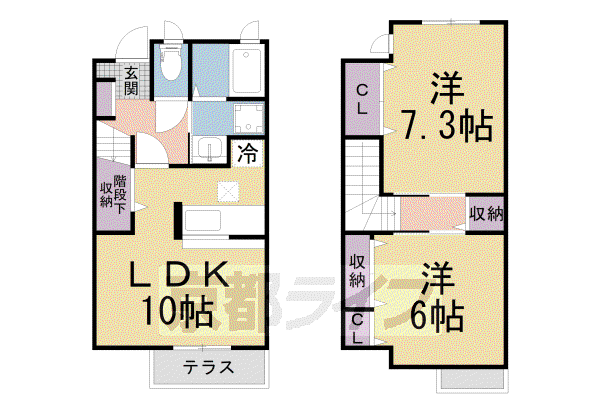 アロッジオ東沢II(2LDK/1階)の間取り写真